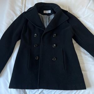Calvin Klein Double Breasted Black Wool Peacoat - Size 4